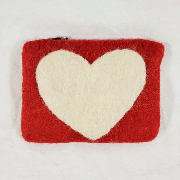 Two's Company Handbags - Felted Wool Heart Coin Purse Wallet Two's Company Red White Valentine's Day